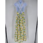 Womens Lemon Print Maxi Dress Halter Neck Size S Slit White Yellow Fun Party Photo 8