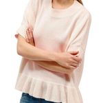 French Connection Ruffle Hem Short Sleeve Sweater Jumper Blush Pink Size Small Photo 0