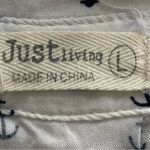 Just living white anchor print button up roll tab sleeve shirt, size L marine Photo 4