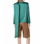 Sally LaPointe Crinkle Satin Scarf Neck Top | SIZE 2 Green Photo 3