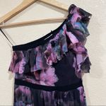 FUZZI dark purple black tulle ruffle one shoulder maxi gown SMALL Photo 3