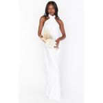 Show Me Your Mumu  Jasmine Halter Maxi Dress Ivory Luxe Satin XL Photo 3