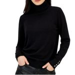 Tommy Hilfiger Stella Navy Blue Turtleneck Sweater XS Button Cuff Y2K Photo 11