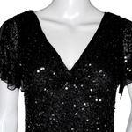 Adrianna Papell Blouse Women Medium Black Allover Sequin Silk Party Event Photo 4