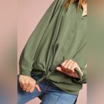 Maeve Anthropologie  Tuesday Blouse Olive Green Button Down Tie Front Shirt Small Photo 2