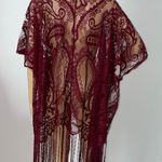 Emerette Burgundy / Wine Colored Lace Short Sleeved Kimono Size Small Photo 5