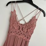 Free People Adella Crochet Trim Mini Dress Sz XS Mauve Dusty Rose Pink Ruffle Photo 6