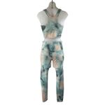 Athleta  Green Coral Racerback Crop Top Leggings Yoga Athletic 2 Piece Set Size S Photo 1