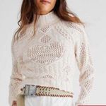 Free People Reina Cable Pullover / Powder Puff Cream Sweater size XL Photo 0