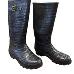 Khombu Womens Black Crocodile-Embossed Rain & Snow Boots Size 10 Photo 3