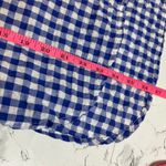 Koch  gingham pearl button tie neck blouse Sz S blue white Photo 2