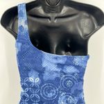 Garnet Hill  Floral One Piece One Shoulder Swimsuit‎ Blue Ruched Sides Size 6 Photo 4