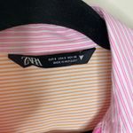 ZARA  Colorblock Striped Shirt Sz Small Pink Orange White Photo 10