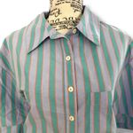 Anthropologie By Size XS Striped Short-Sleeve Cotton Pajama Top Button Shirt Photo 3