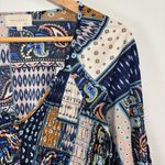 MELLODAY Mellóday Boho Paisley Patchwork Print Smocked Tunic Mini Baby Doll Dress Size M Photo 2