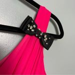 Kate Spade Chiffon Embellished Bow Midi Dress V Neck Hot Pink Women’s Size 2 Photo 6