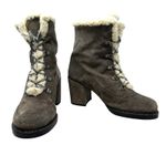 Stuart Weitzman  Yukon Booties Dyed Shearling & Suede Block Heel Size‎ 8.5 Photo 2