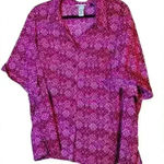 Catherines Business Casual Button Up Short Sleeved Pink Blouse Size 3XWP Photo 0