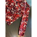 J.Crew  Womens L Tie Neck Blouse‎ Red Burgundy Abstract Print Office Church Photo 9