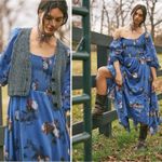 Free People Bohemian Witchy Fairy Morning Glory Maxi Dress Bluebell Large NWT Photo 1