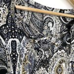 Dress Women Large Paisley Black White Cream Long Sleeve Artsy 3/4 Sleeve Artsy Photo 3