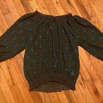 White Stag ✨  Teal & Black Semi-Sheer Blouse | Wide Collar |Tunic Top | Size XL Photo 0