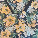 Stella Parker Mock Neck Yellow and Navy Tropical Print Sun Dress Size Large Blue Photo 6