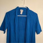 Chico's Chico’s Open Front Short Sleeve Cardigan Blue Photo 3