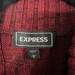 EXPRESS Cable Knit Sweater Full Zip Large Womens Red Black Ombré Pockets Photo 7