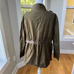 Vera Wang Simply Vera  Olive Green Trench Coat Anorak Utility Jacket Petite XL Photo 3