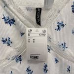 H&M NWT Divided White Dress with Blue Floral Design Photo 1