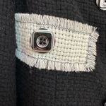 Per Se  Black Wool Double Breasted Jacket with Cream Trim Frayed Size 4 Small S Photo 4