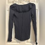 Free People  Bennett Ruffle Top black long sleeve thermal XS Photo 3