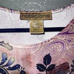 Michael Kors Notations Women’s Multicolor Floral Paisley Print Top Size S 3/4 Sleeve Scoop Ne Photo 2