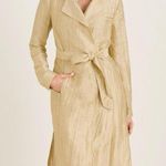 Chico's Size 2P US 12 14 Petite Linen Blend Trench Lightweight Pockets Crinkle Photo 4