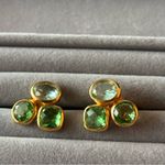 Julie Vos Gold Earrings with Green Gemstones Photo 2