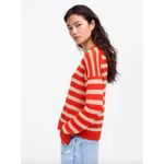 Madewell Linen Drop Shoulder Sweater Bright Flame Striped Nautical Small Photo 1