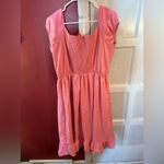 Blueberi Boulevard Embroidered Milk Maid Dress Coral Pink Puff Sleeve Ruffle Hem Size XL Photo 6