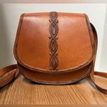 Lucky Brand Vtg Terra Cotta 100% CowHide Leather Horseshoe Purse Handbag Photo 0