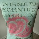 One World Romantic French Floral Graphic Tee Puff Sleeve Rhinestone Sz S Y2K Photo 1