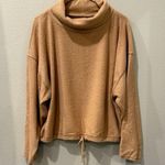 Aerie Warm Tan Sherpa Cowl Neck Sweater Boxy Slouch Size Large Photo 0