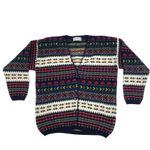 EDINBURGH Lambswool Cardigan Sz M VTG 80's Oversize Holiday Cozy Made Scotland Black Size M Photo 2