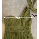 Women's 100% Silk COREN MOORE Olive Green One Shoulder Dress Size 4 Photo 4