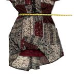 Hommage Women's Patchwork Long Sleeve Mini Dress Size Medium Red Black Tan Photo 12