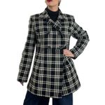 Style & Co . Black And White Plaid Long Wool Peacoat Women's Large Preppy Photo 2