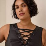 Torrid Peplum Faux Fur Leather Lace Up Top Photo 2