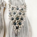 Siketu Gray Floral Beaded Embellished Slingback Thong Sandals, EUC, Size 8 Photo 4