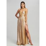 New Retrofête Doss Metallic Gold Pleated Gown Size S Photo 3