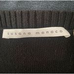 Susana Monaco Women's Black Leather and Wool Knee Length Dress Size 8 Bikercore Photo 4