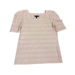 Ralph Lauren Lauren  Striped Cotton Jersey Puff Sleeve Pink White Shirt Small Photo 1